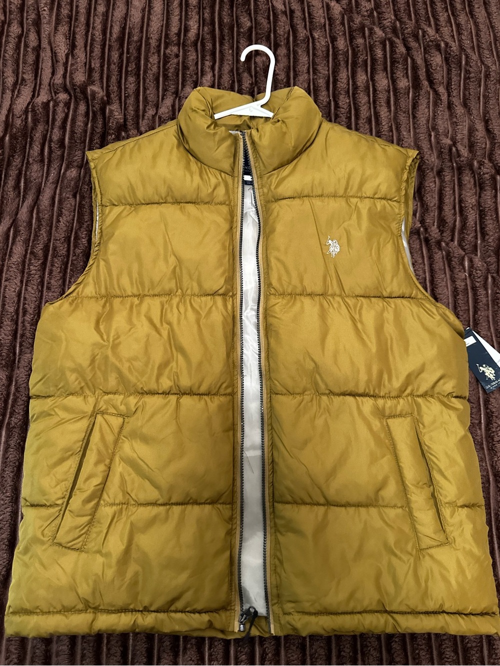 U.S. Polo Assn. Men's Mustard Yellow Quilted Puffer Vest